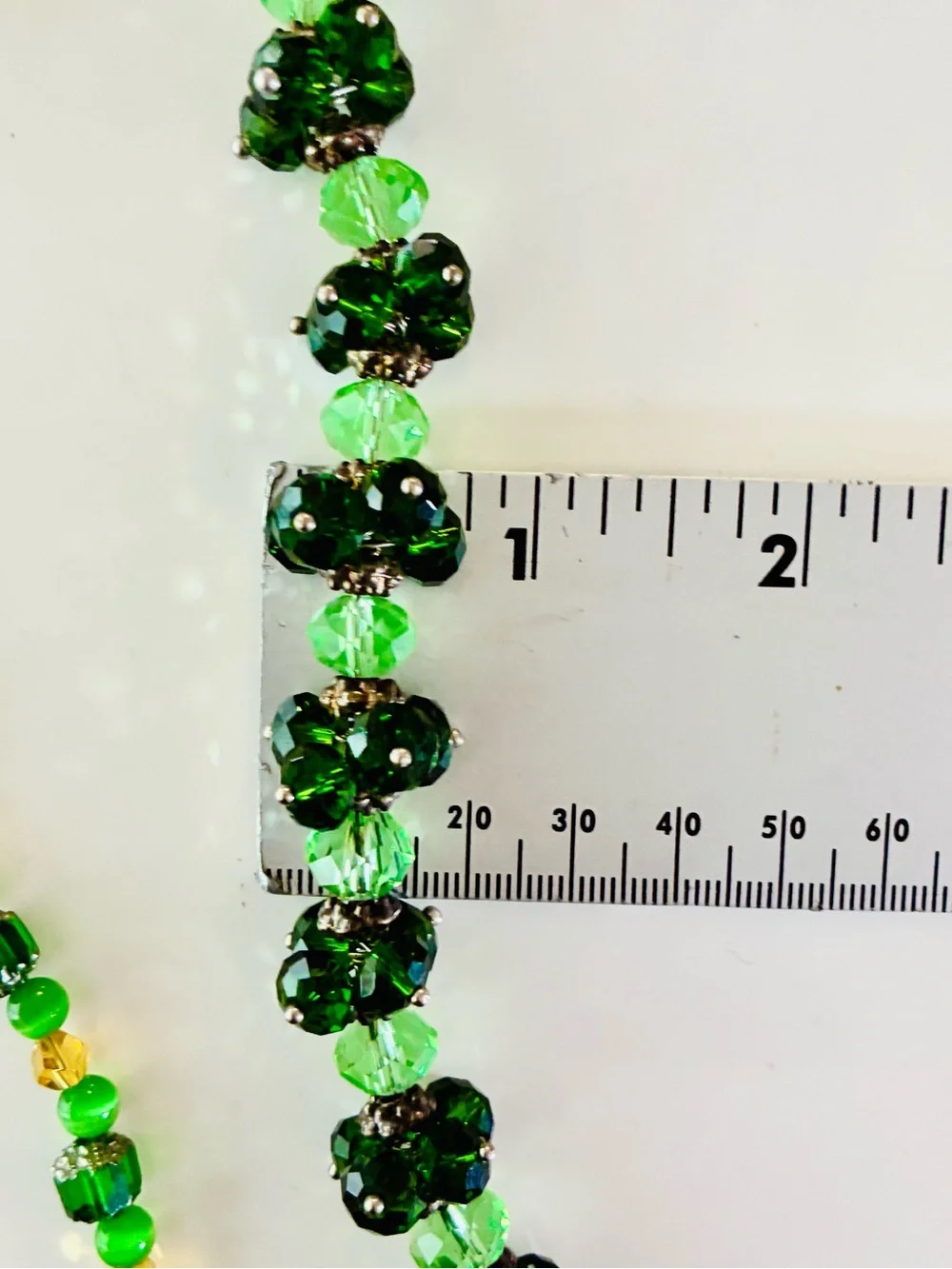 High End Austrian Crystal Dark and Light Green Beaded Necklace - Designer Style